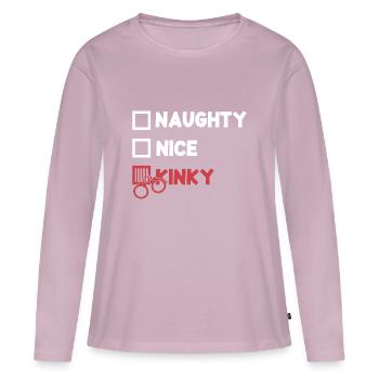 Naughty Nice Kinky - Bondage BDSM pour Dom et Sous - T-shirt manches longues Premium bio Femme - rose poudré - Devant - Julia (174cm)