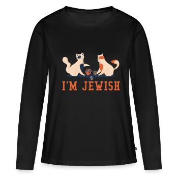 Je suis juif de Noël juif Hanoukka - T-shirt manches longues Premium bio Femme - noir - Devant - Julia (174cm)