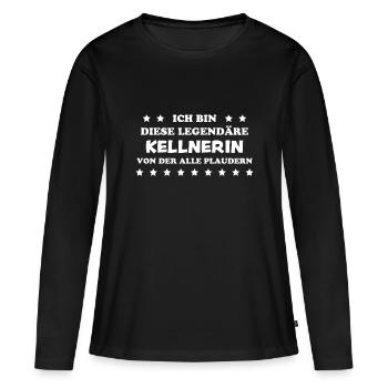 Kellnerin Lustig Spruch Serviererin Beruf Geschenk - Frauen Premium Bio Langarmshirt - Schwarz - Vorne - Julia (174cm)