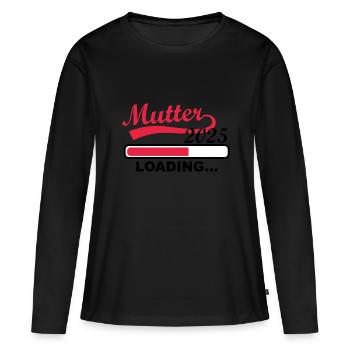 Mother 2025 loading, I will be a mother in 2025 - Women's Premium Organic Long Sleeve Shirt - black - Front - Julia (174cm)