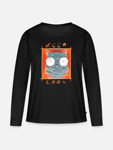 Cool Cat 1 - Frauen Premium Bio Langarmshirt - Schwarz