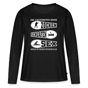 Gaming Gaming Gaming Gaming Geschenk - Frauen Premium Bio Langarmshirt - Schwarz - Vorne - Julia (174cm)