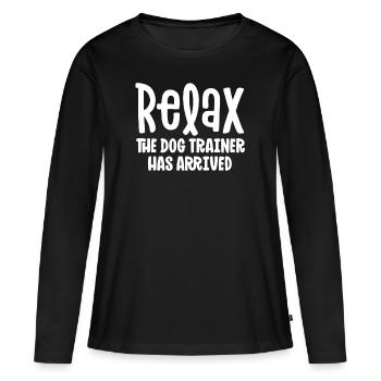 Chien d’assistance Dresseur Chemise Relax Le Dresseur de chiens - T-shirt manches longues Premium bio Femme - noir - Devant - Julia (174cm)