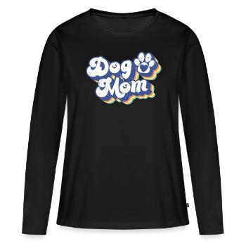 Hund Mama - Retro Hundepfote Lustiger Hund Liebhaber Mama Geschenk - Frauen Premium Bio Langarmshirt - Schwarz - Vorne - Julia (174cm)