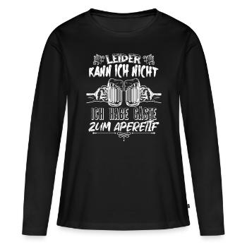 Leider kann ich nicht ich habe gäste zum aperetif - Frauen Premium Bio Langarmshirt - Schwarz - Vorne - Julia (174cm)