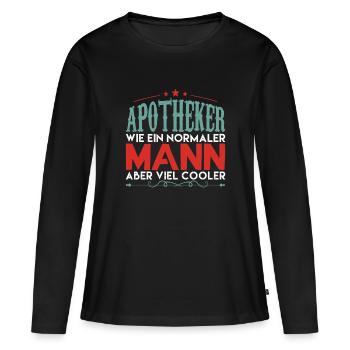 apotheker | apotheker aber viel cooler - Frauen Premium Bio Langarmshirt - Schwarz - Vorne - Julia (174cm)