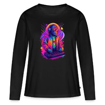 Rave DJ Monkey - Women's Premium Organic Long Sleeve Shirt - black - Front - Julia (174cm)