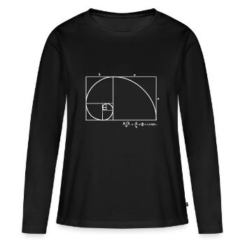 Nombre d’or Professeur de mathématiques en spirale de Fibonacci - T-shirt manches longues Premium bio Femme - noir - Devant - Julia (174cm)