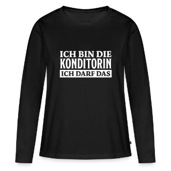 Konditorin Spruch Backen Witz Konditorin Geschenk - Frauen Premium Bio Langarmshirt - Schwarz - Vorne - Julia (174cm)