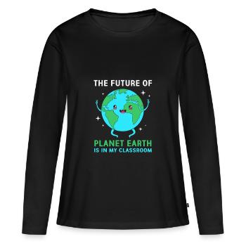 Jour de la Terre - T-shirt manches longues Premium bio Femme - noir - Devant - Julia (174cm)