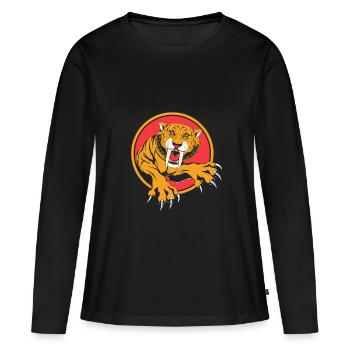 Säbelzahntiger Urzeit - Frauen Premium Bio Langarmshirt - Schwarz - Vorne - Julia (174cm)