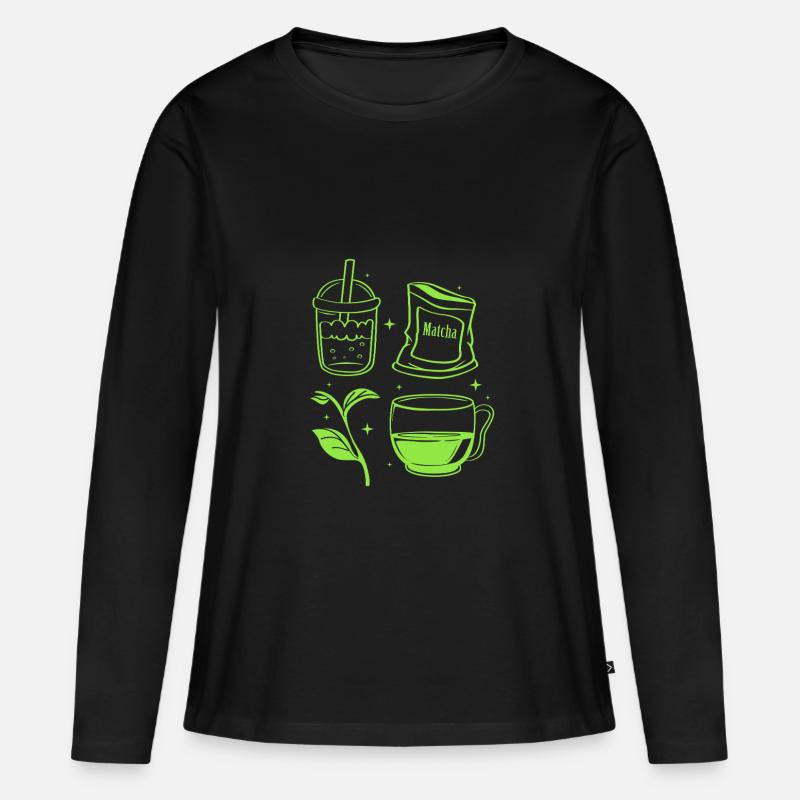 Matcha - Frauen Premium Bio Langarmshirt - Schwarz