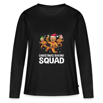 Bonhomme en pain d’épices Noël Pain d’épices Pain d’épices - T-shirt manches longues Premium bio Femme - noir - Devant - Julia (174cm)