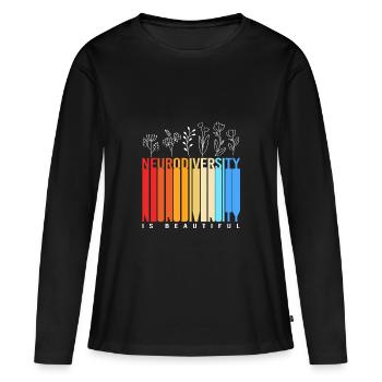 Autisme Cerveau Autiste Asperger Neurodiversité - T-shirt manches longues Premium bio Femme - noir - Devant - Julia (174cm)
