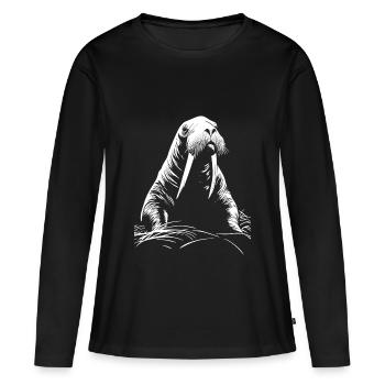 Morse - T-shirt manches longues Premium bio Femme - noir - Devant - Julia (174cm)