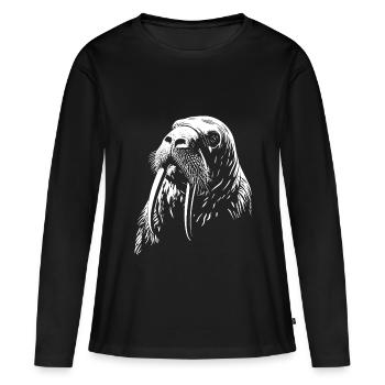 Morse - T-shirt manches longues Premium bio Femme - noir - Devant - Julia (174cm)