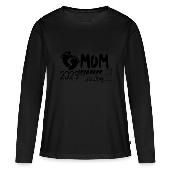 Mama loading 2023, werdende Mutter 2023 - Frauen Premium Bio Langarmshirt - Schwarz - Vorne - Julia (174cm)