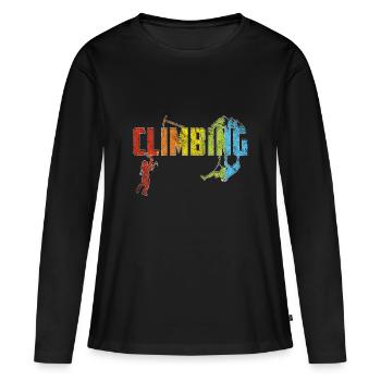 Climbing Bouldering Retro Mountain Gift TShirt I - Women's Premium Organic Long Sleeve Shirt - black - Front - Julia (174cm)