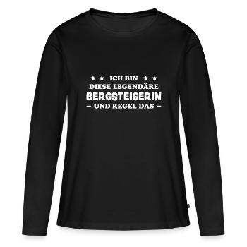Bergsteigerin Wandern Fun Lustiger Spruch Geschenk - Frauen Premium Bio Langarmshirt - Schwarz - Vorne - Julia (174cm)
