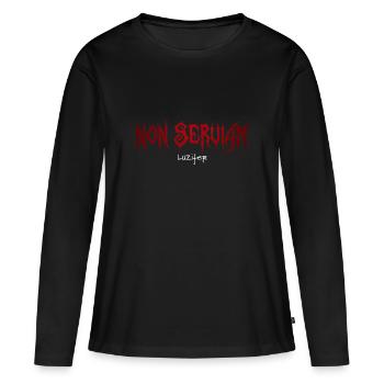 Non serviam - Je ne servirai pas - Lucifer - T-shirt manches longues Premium bio Femme - noir - Devant - Julia (174cm)