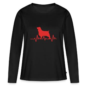 Épagneul springer - T-shirt manches longues Premium bio Femme - noir - Devant - Julia (174cm)