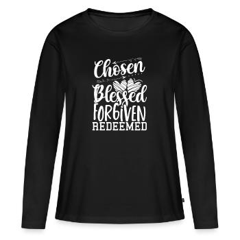 Christian Gift Chosen Blessed Forgiven Redeemed - Women's Premium Organic Long Sleeve Shirt - black - Front - Julia (174cm)