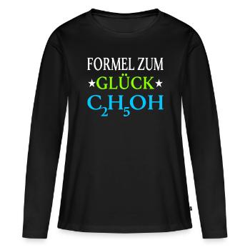 Formel Zum Glück Ethanol Alk Chemische Verbindung - Frauen Premium Bio Langarmshirt - Schwarz - Vorne - Julia (174cm)