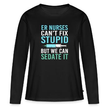 Notfall Krankenschwester - Frauen Premium Bio Langarmshirt - Schwarz - Vorne - Julia (174cm)
