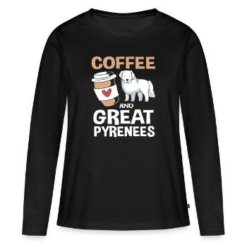 Chien des Pyrénées - T-shirt manches longues Premium bio Femme - noir - Devant - Julia (174cm)