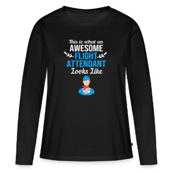 Hôtesse de l’air hôtesse de l’air - T-shirt manches longues Premium bio Femme - noir - Devant - Julia (174cm)