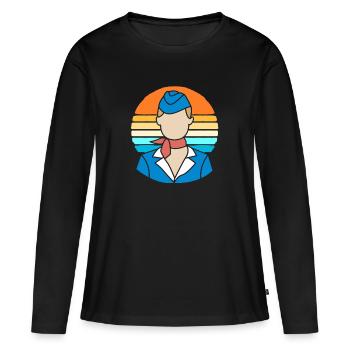 Hôtesse de l’air Hôtesse de l’air - T-shirt manches longues Premium bio Femme - noir - Devant - Julia (174cm)