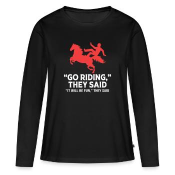 Courses de chevaux - T-shirt manches longues Premium bio Femme - noir - Devant - Julia (174cm)