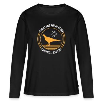 Chasse au faisan Chasseur Chasse au faisan - T-shirt manches longues Premium bio Femme - noir - Devant - Julia (174cm)