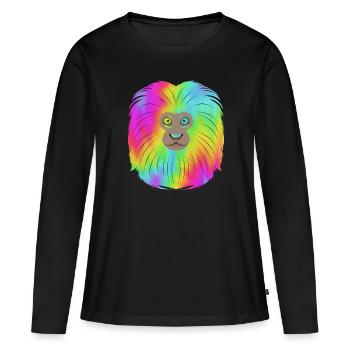 Singe Tamarin Singe Singe Visage de Singe - T-shirt manches longues Premium bio Femme - noir - Devant - Julia (174cm)