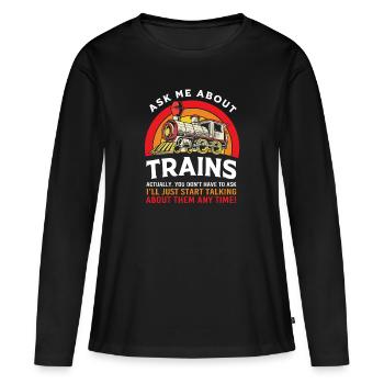 Modelleisenbahn Modellbau Modellbauer - Frauen Premium Bio Langarmshirt - Schwarz - Vorne - Julia (174cm)