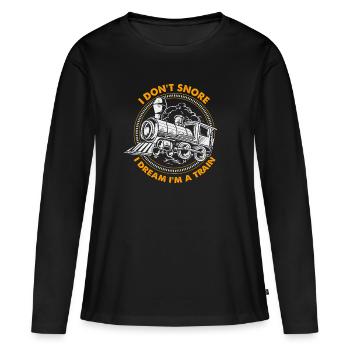 Modelleisenbahn Modellbau Modellbauer - Frauen Premium Bio Langarmshirt - Schwarz - Vorne - Julia (174cm)