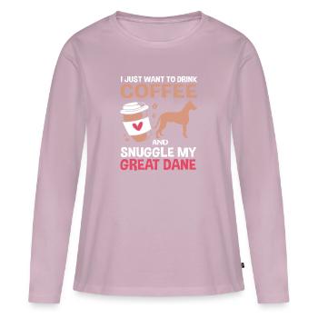 Dogue allemand - T-shirt manches longues Premium bio Femme - rose poudré - Devant - Julia (174cm)