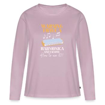 Harmonica - T-shirt manches longues Premium bio Femme - rose poudré - Devant - Julia (174cm)