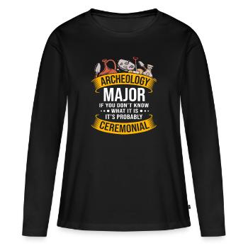 Archéologie - T-shirt manches longues Premium bio Femme - noir - Devant - Julia (174cm)