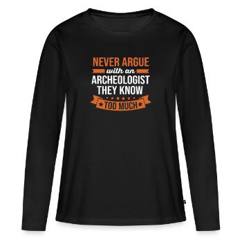 Archéologie - T-shirt manches longues Premium bio Femme - noir - Devant - Julia (174cm)