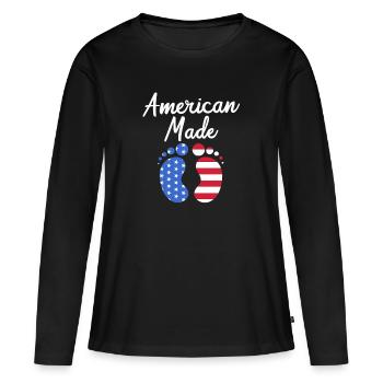 Baby Shower Juillet - T-shirt manches longues Premium bio Femme - noir - Devant - Julia (174cm)