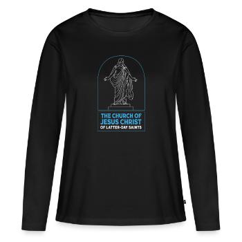 Église mormone - T-shirt manches longues Premium bio Femme - noir - Devant - Julia (174cm)