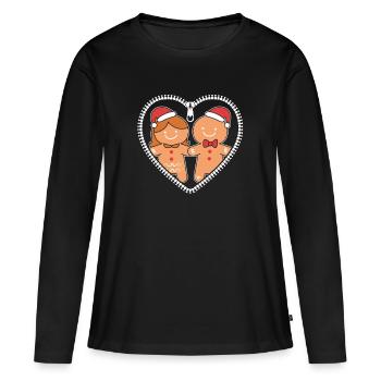 Werdende Mutter Weihnachten Gender Reveal - Frauen Premium Bio Langarmshirt - Schwarz - Vorne - Julia (174cm)