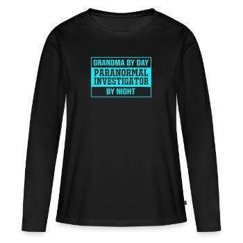 Paranormal Fantôme Fantôme Heure Fantôme Fantôme - T-shirt manches longues Premium bio Femme - noir - Devant - Julia (174cm)