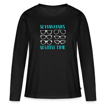 Opticien Ophtalmologiste Optique - T-shirt manches longues Premium bio Femme - noir - Devant - Julia (174cm)