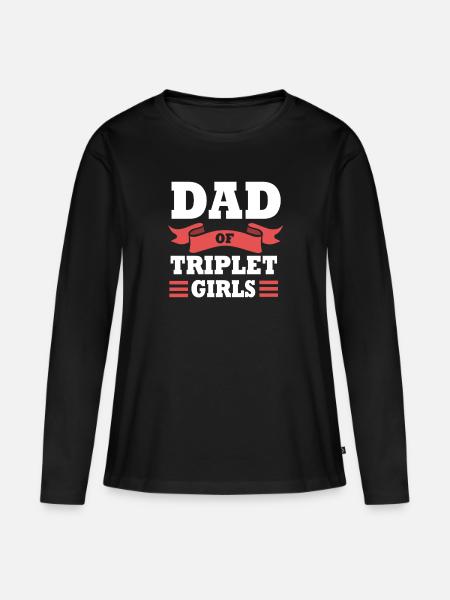 Drillinge Vater Papa - Frauen Premium Bio Langarmshirt - Schwarz