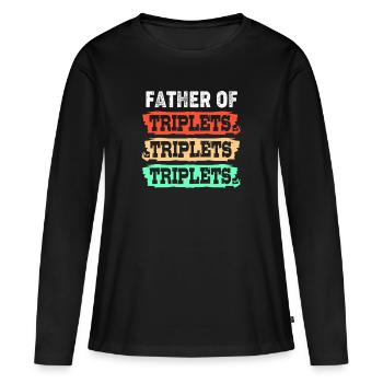 Triplés Papa Papa - T-shirt manches longues Premium bio Femme - noir - Devant - Julia (174cm)