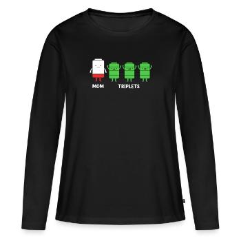 Maman triplée Maman - T-shirt manches longues Premium bio Femme - noir - Devant - Julia (174cm)