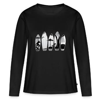 Surfboard Summer Beach Surfer Surfboard - Women's Premium Organic Long Sleeve Shirt - black - Front - Julia (174cm)