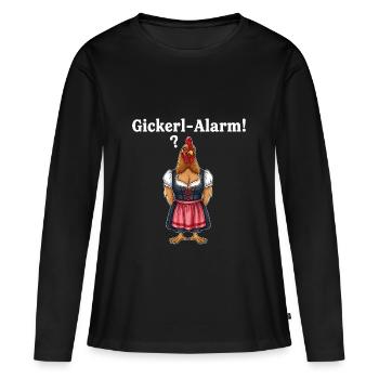 Alarme gickerl ! - T-shirt manches longues Premium bio Femme - noir - Devant - Julia (174cm)